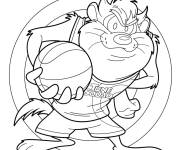 Coloriage Tasmanian Devil de Tune Squad avec le ballon de Basketball
