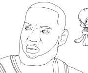 Coloriage Tit et Lebran James de Space jam