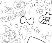 Coloriage Affiche de Calmar et &eacute;claboussures d'encre Splatoon