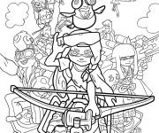 Coloriage Agent 3 du jeu Splatoon avec arbal&egrave;te et escouade