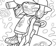 Coloriage Amiiba Fille N&eacute;on Rose Kawaii de Splatoon