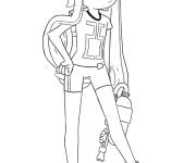Coloriage Callie debout tenant son arme de paintball