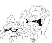 Coloriage Callie en provoquant Marie du Splatoon