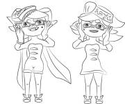 Coloriage et dessins gratuit Calmar sur la t&ecirc;te de personnage de Splatoon à imprimer