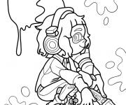 Coloriage Fille Inkling accroupie de Splatoon