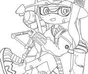 Coloriage Fille Inkling assise de Splatoon
