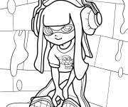Coloriage Fille Inkling kawaii dans la sc&egrave;ne du combat