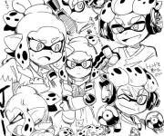 Coloriage H&eacute;ros Splatoon en noir et blanc