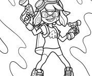 Coloriage Inkling tenant un jet de peinture de Splatoon
