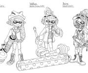 Coloriage Inklings, Watase et Scino de jeu  splatoon 2