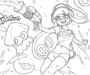 Coloriage Le calmar avec Callie du jeu de tire Splatoon