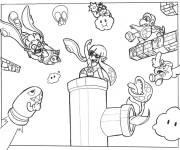 Coloriage Les h&eacute;ros de Splatoon et la bataille dr&ocirc;le