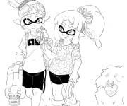 Coloriage Les s&oelig;urs de Splatoon se promene