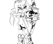 Coloriage Marie et l'arme puissant de Splatoon 2