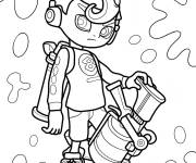 Coloriage Personnage Octoling arm&eacute; avec un jet d'encre