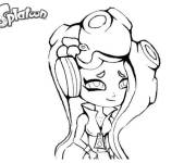 Coloriage Splatoon Marie avec un calmar sur la t&ecirc;te