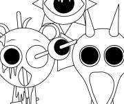 Coloriage Bleu, Ciel, Mr.Sun et Durple Sprunki