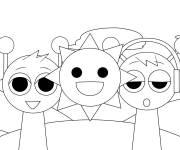 Coloriage Dr&ocirc;le des Sprunki Simon, M. Soleil et Oren
