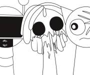 Coloriage Fun bot, Vert et Gris Sprunki