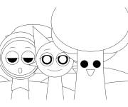 Coloriage Jevin, venda et Mr tree Sprunki
