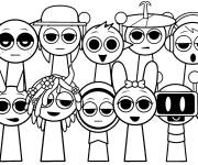 Coloriage Les Sprunki ensemble