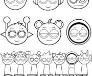 Coloriage Logo Sprunki, personnages et visages