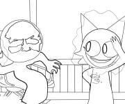 Coloriage Sc&egrave;ne de cartoon Black et Wenda 