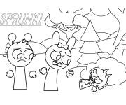 Coloriage Simon, Pinky et Derpl Sprunki