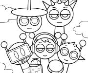 Coloriage Sprunki M. Computer, Tree, Simon, Orange, Fun Bot, Clukr et Raddy