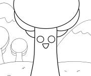 Coloriage Sprunki Monsieur Arbre heureux