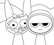 Coloriage Sprunki Pinki et Jevin