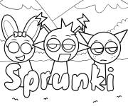 Coloriage Sprunki, Simon et Gray dans la nature