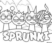 Coloriage Sprunki Simon, Raddy, Durple et Vineria