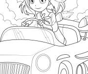 Coloriage Anya conduit une voiture jouet
