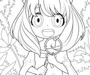 Coloriage Anya dans son jardin secret