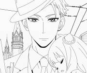 Coloriage Anya dort sur les &eacute;paules Loid de Spy x Family
