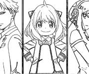 Coloriage Anya entre Loyd et Yor de manga