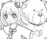 Coloriage et dessins gratuit Anya Foger d&eacute;fendant le chien Bond à imprimer