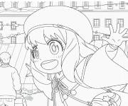 Coloriage Anya Forger court en pleine joie