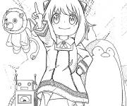 Coloriage Anya Forger et les animaux de Spy x Family