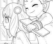 Coloriage Anya Forger et son amie Becky s'amusent &agrave; l'&eacute;cole
