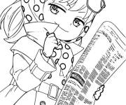Coloriage Anya Forger portant un foulard et des lunettes