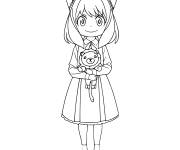 Coloriage Anya Forger prenant sa poup&eacute;e