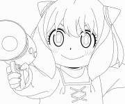 Coloriage Anya Forger prend le pistolet