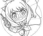 Coloriage Anya Forger tenant un pistolet
