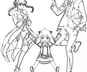 Coloriage Anya heureuse entre Loid et Yor