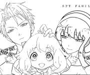 Coloriage Anya Kawaii avec sa famille