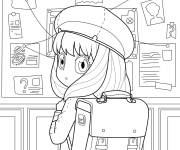 Coloriage Anya portant sa cartable