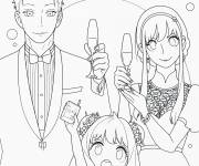 Coloriage Anya Yor et Loid Forger c&eacute;l&egrave;brent