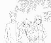 Coloriage Anya, Yor et Loid Forger dans le parc